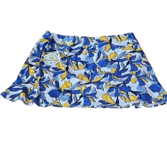 NWT Tail Skirt with Built-in Short, Blue and Yellow Floral, Size XXL - Picture 2 of 16